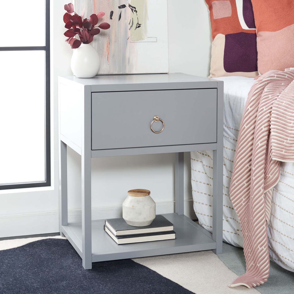 Safavieh Yudi 1 Drawer 1 Shelf Nightstand - Grey