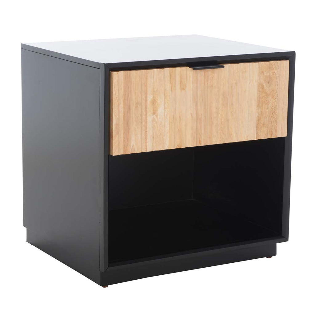 Safavieh Grayden 1 Drawer Nightstand  - Black Body / Natural Front Drawer