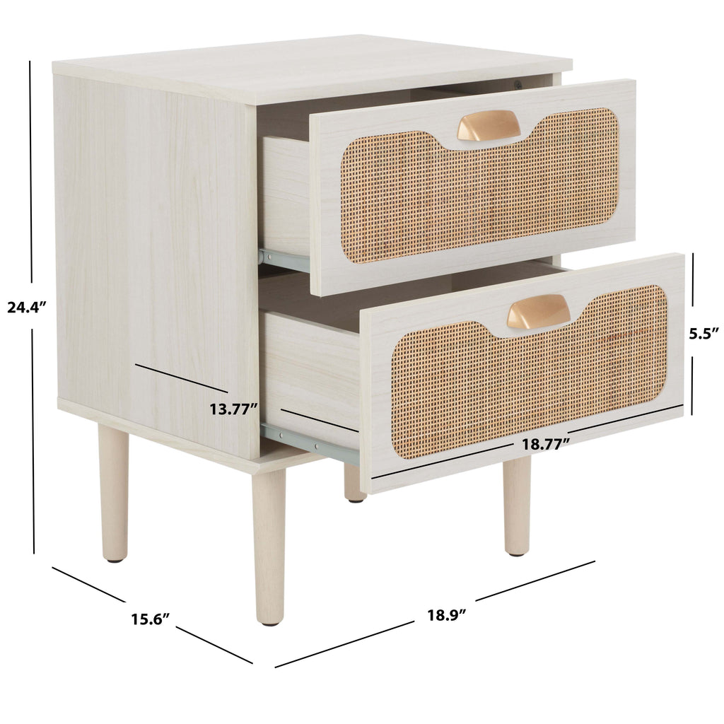 Safavieh Irelia 2 Drawer Nightstand - White / Natural