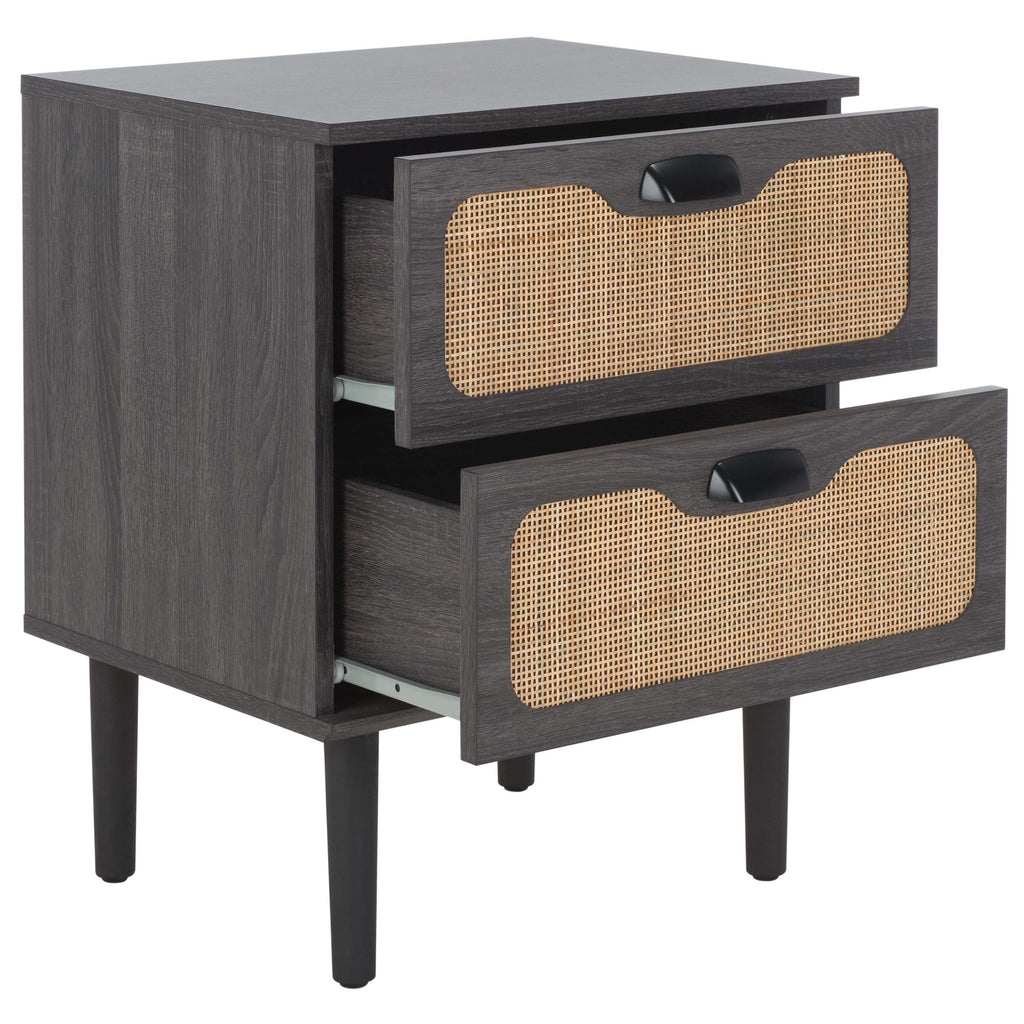 Safavieh Irelia 2 Drawer Nightstand - Distressed Black / Natural