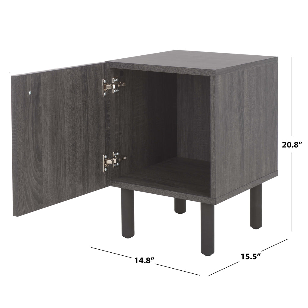 Safavieh Ophelia 1 Door Night Stand - Distressed Black / Natural