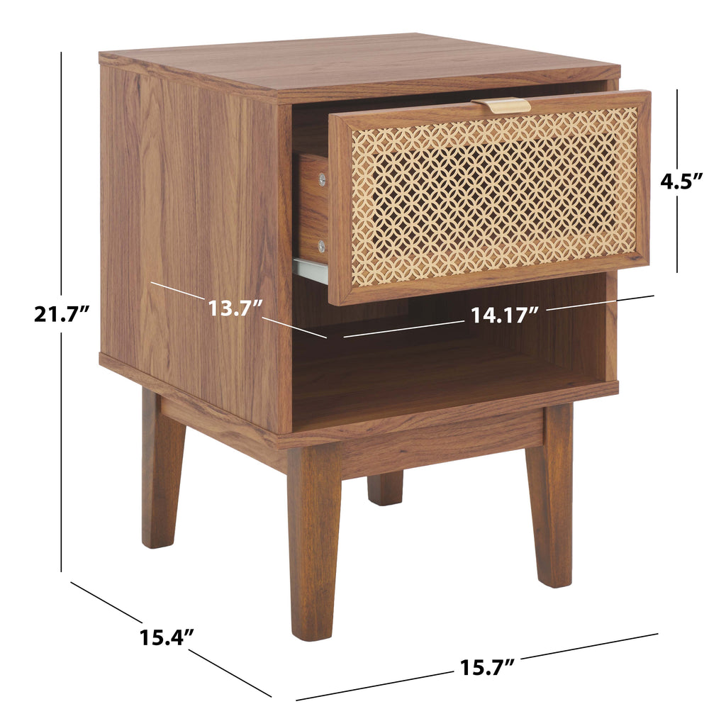 Safavieh Ceu 1 Drawer Night Stand - Walnut / Gold