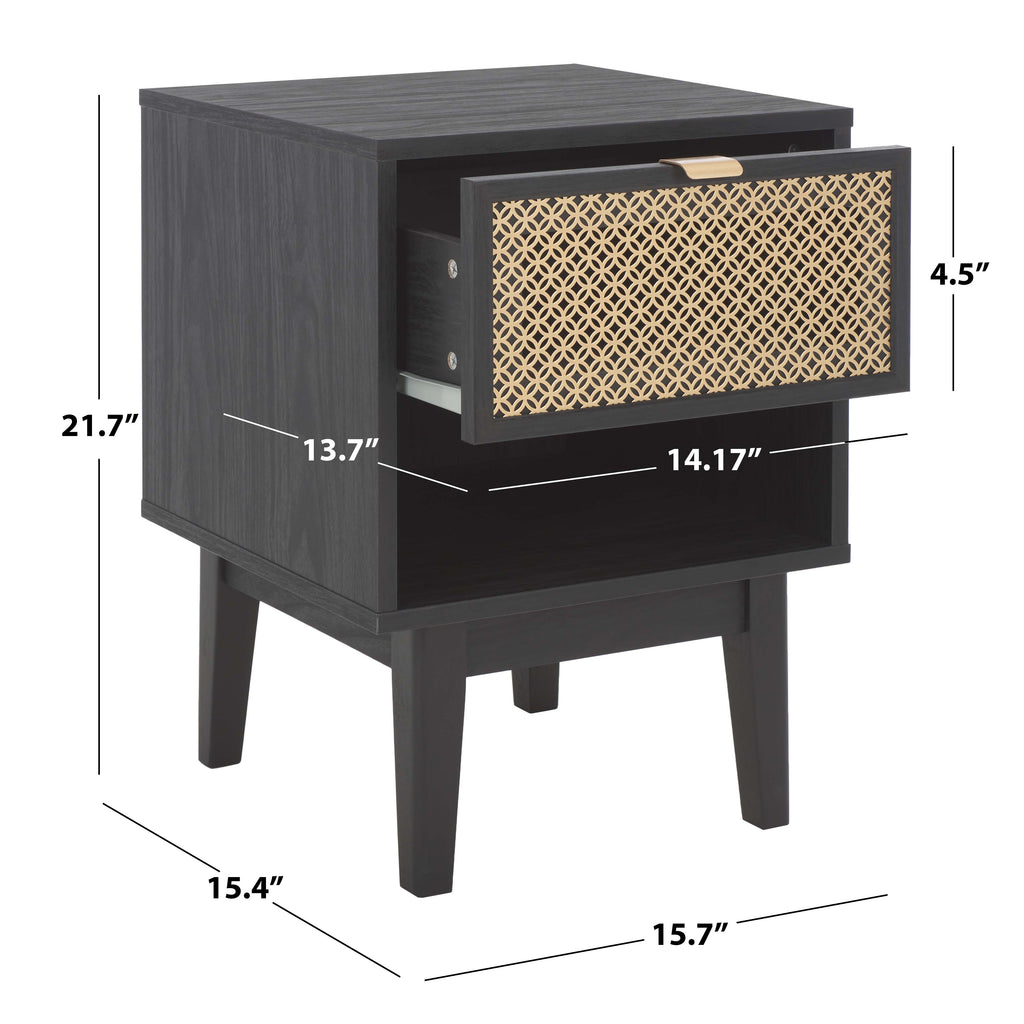 Safavieh Ceu 1 Drawer Night Stand - Black/ Gold