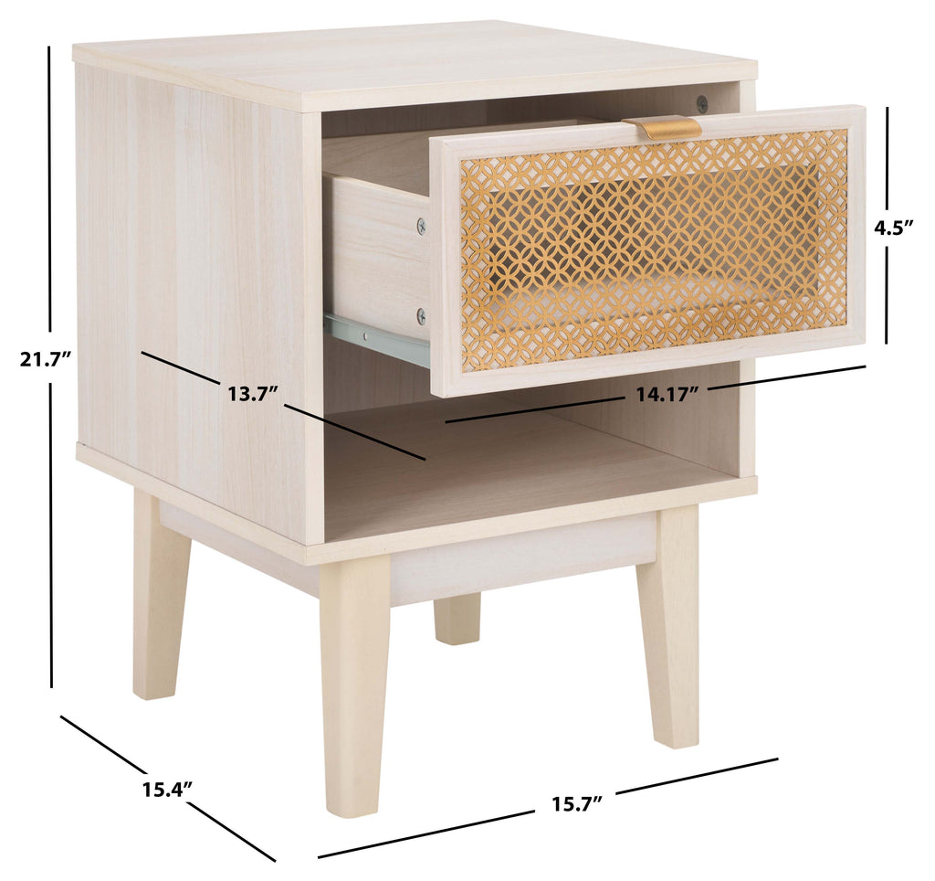 Safavieh Ceu 1 Drawer Night Stand - White / Gold