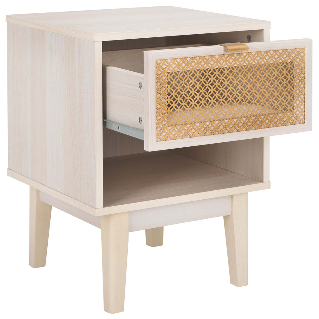 Safavieh Ceu 1 Drawer Night Stand - White / Gold