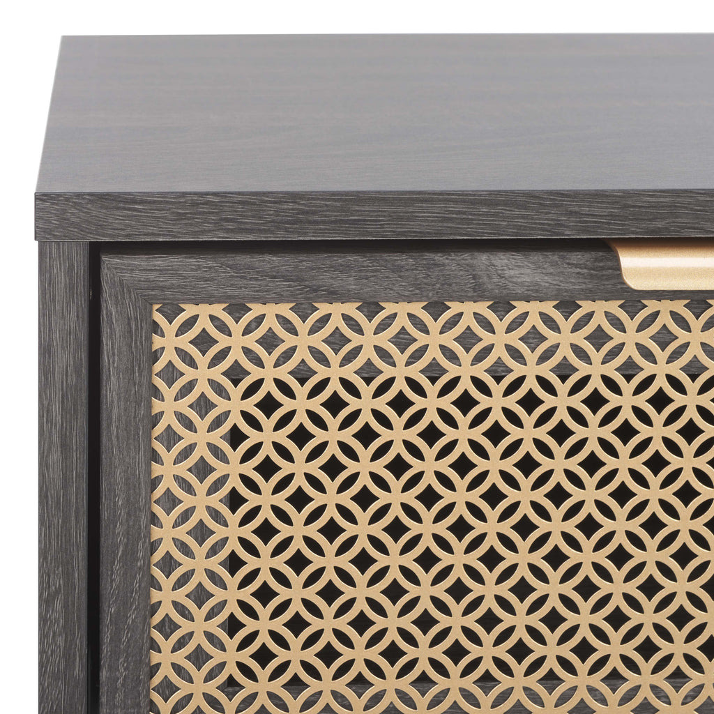 Safavieh Ceu 1 Drawer Night Stand - Distreesed Black/ Gold