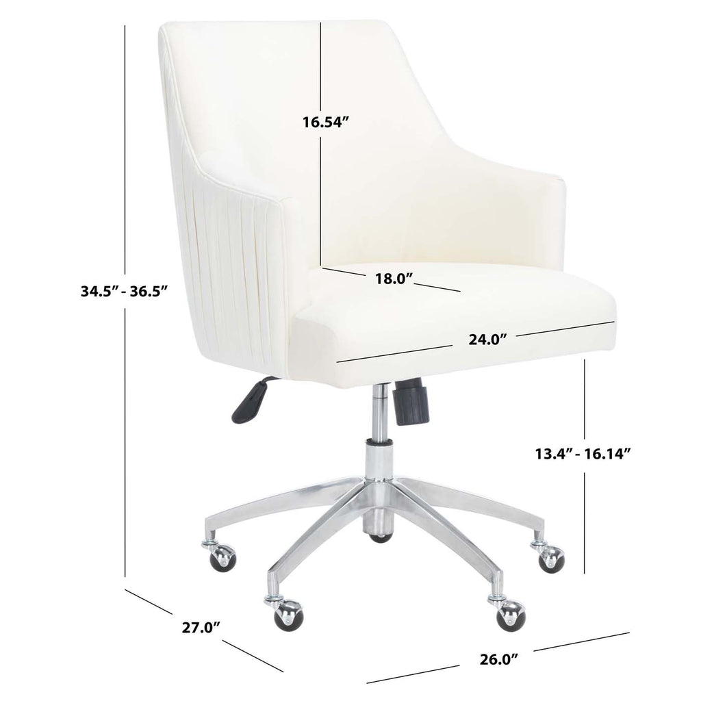 Safavieh Kaisley Puckered Office Chair - Cream / Silver