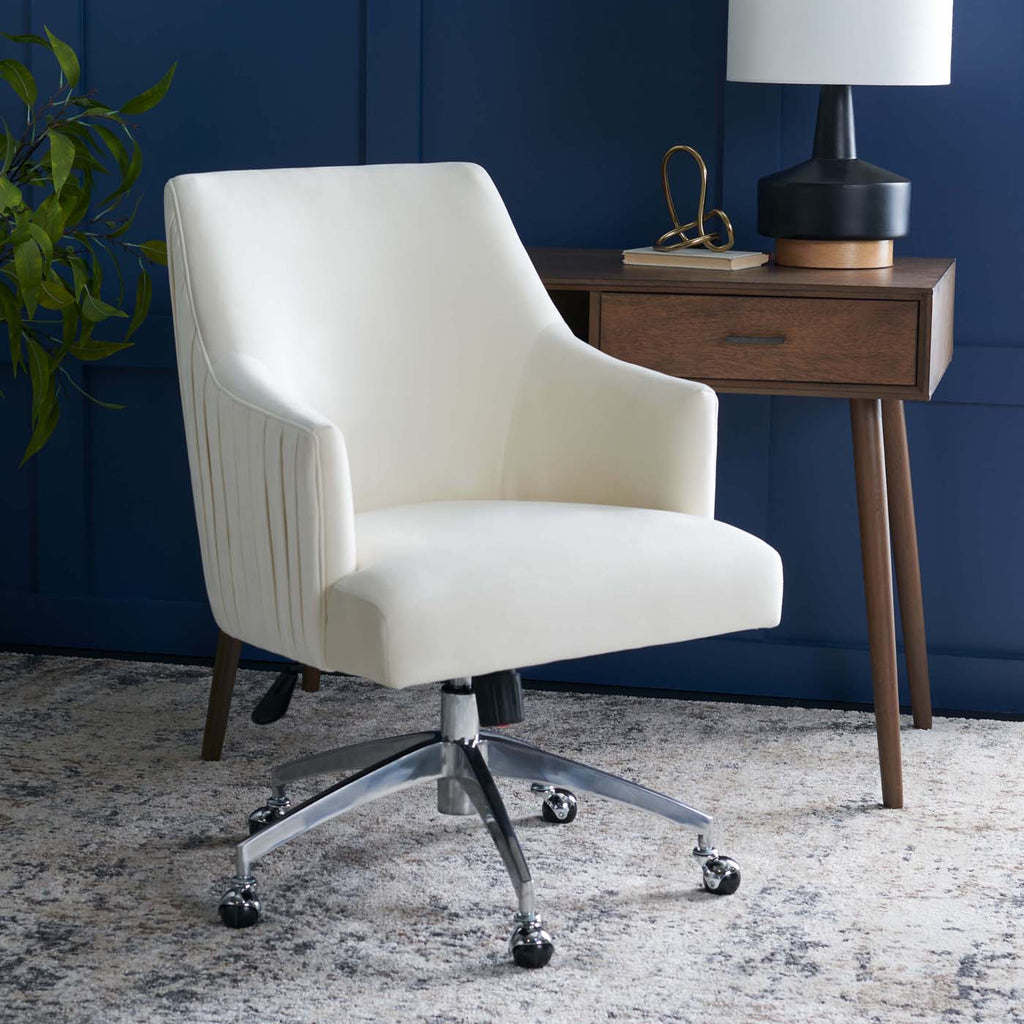 Safavieh Kaisley Puckered Office Chair - Cream / Silver