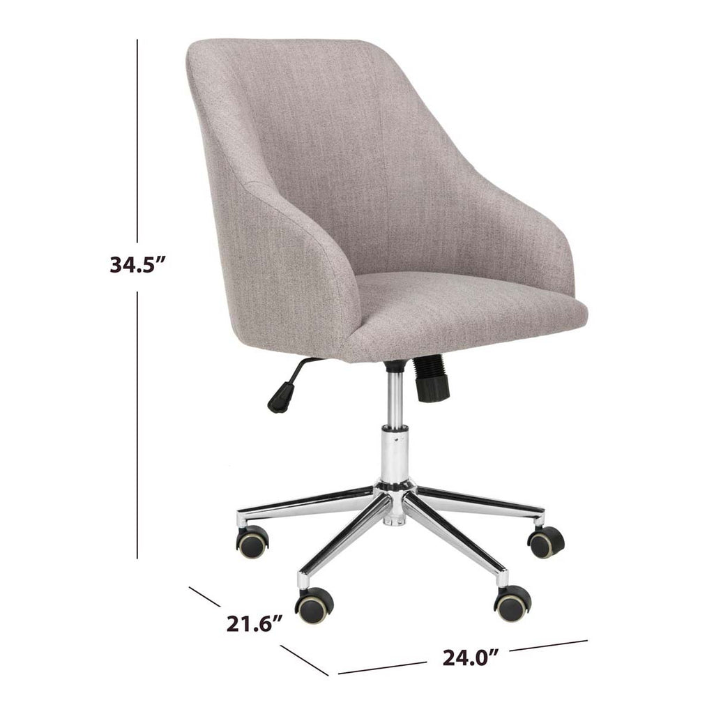 Safavieh Adrienne Linen Chrome Leg Swivel Office Chair - Grey / Chrome