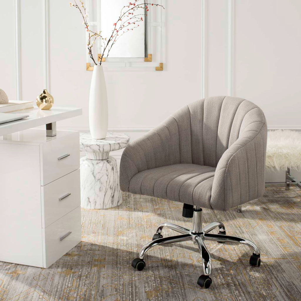 Safavieh Themis Linen Chrome Leg Swivel Office Chair - Grey / Chrome