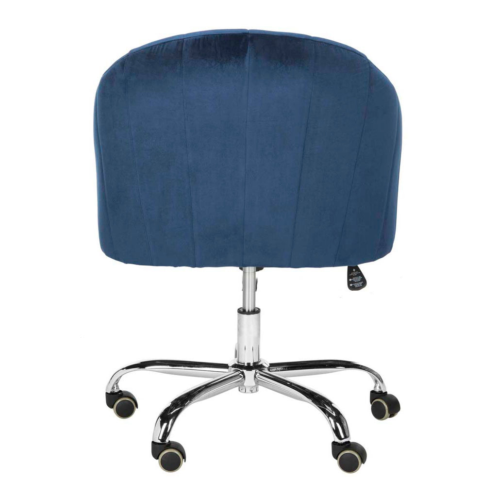 Safavieh Themis Velvet Chrome Leg Swivel Office Chair - Navy / Chrome