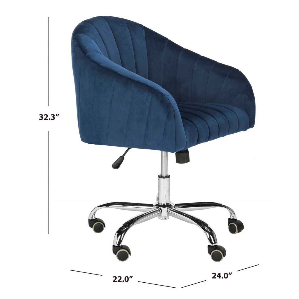 Safavieh Themis Velvet Chrome Leg Swivel Office Chair - Navy / Chrome