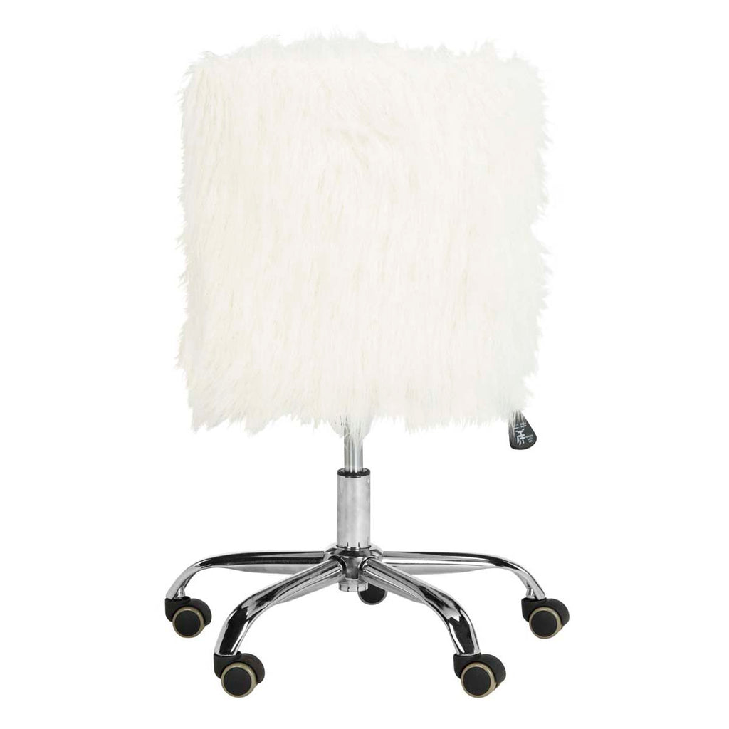 Safavieh Whitney Faux Sheepskin Chrome Leg Swivel Office Chair - White / Chrome