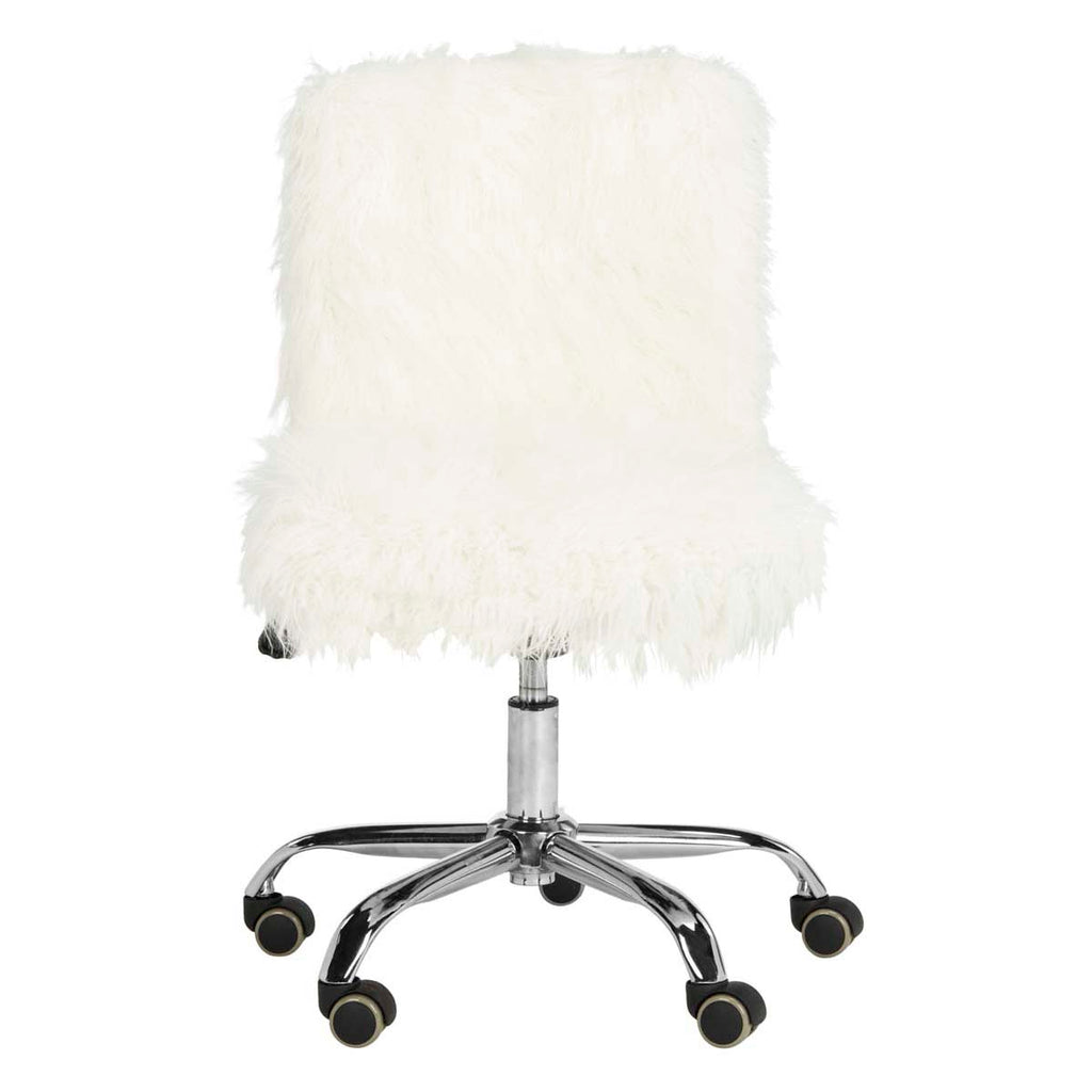 Safavieh Whitney Faux Sheepskin Chrome Leg Swivel Office Chair - White / Chrome