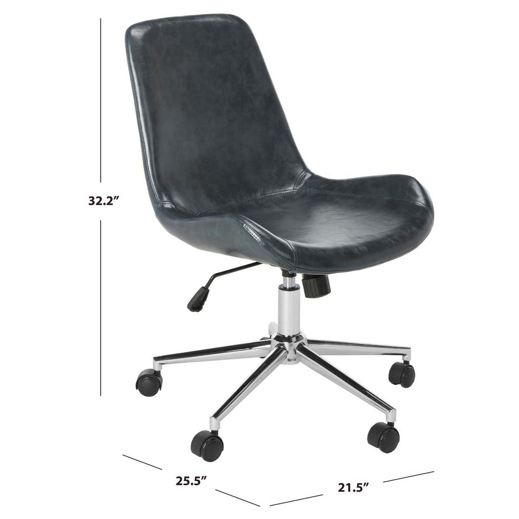 Safavieh Fletcher Swivel Office Chair - Dark Grey / Chrome