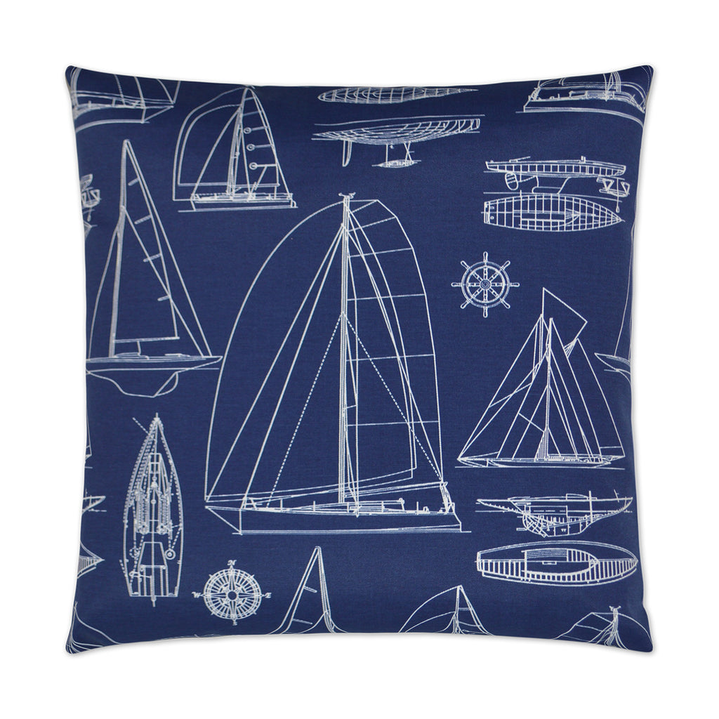 Sailing Outdoor Throw Pillow - Navy | DV KAP