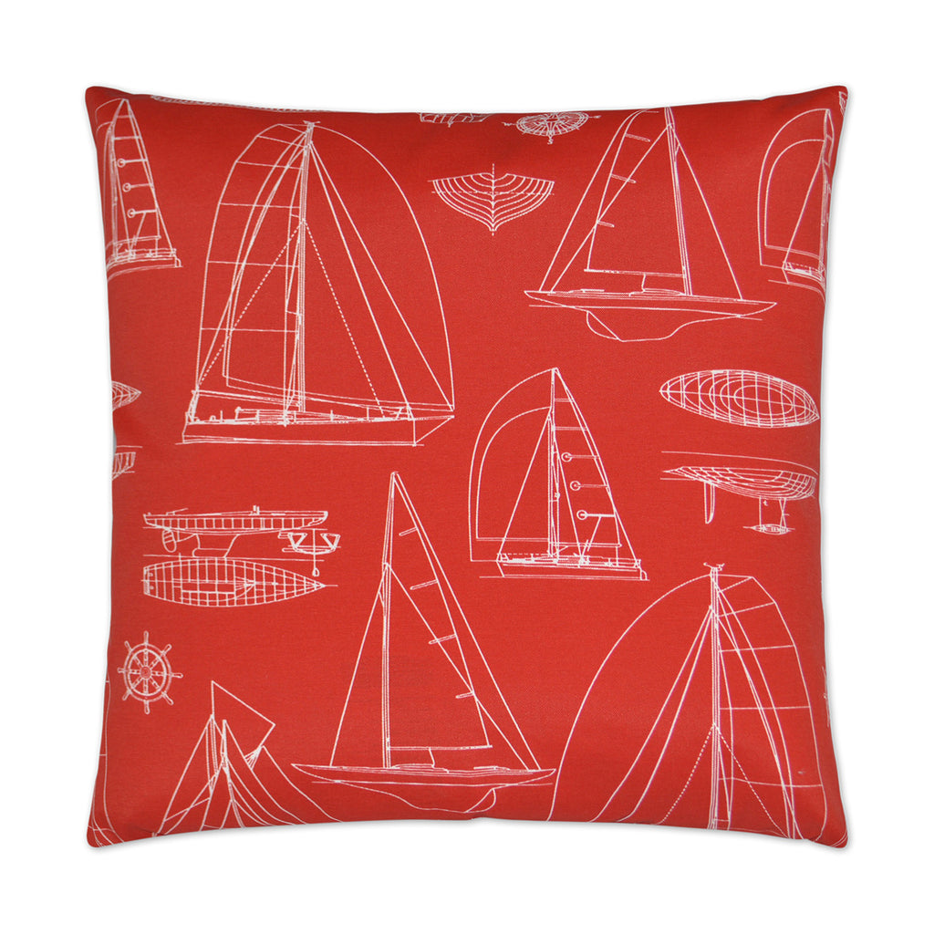 Sailing Outdoor Throw Pillow - Red | DV KAP