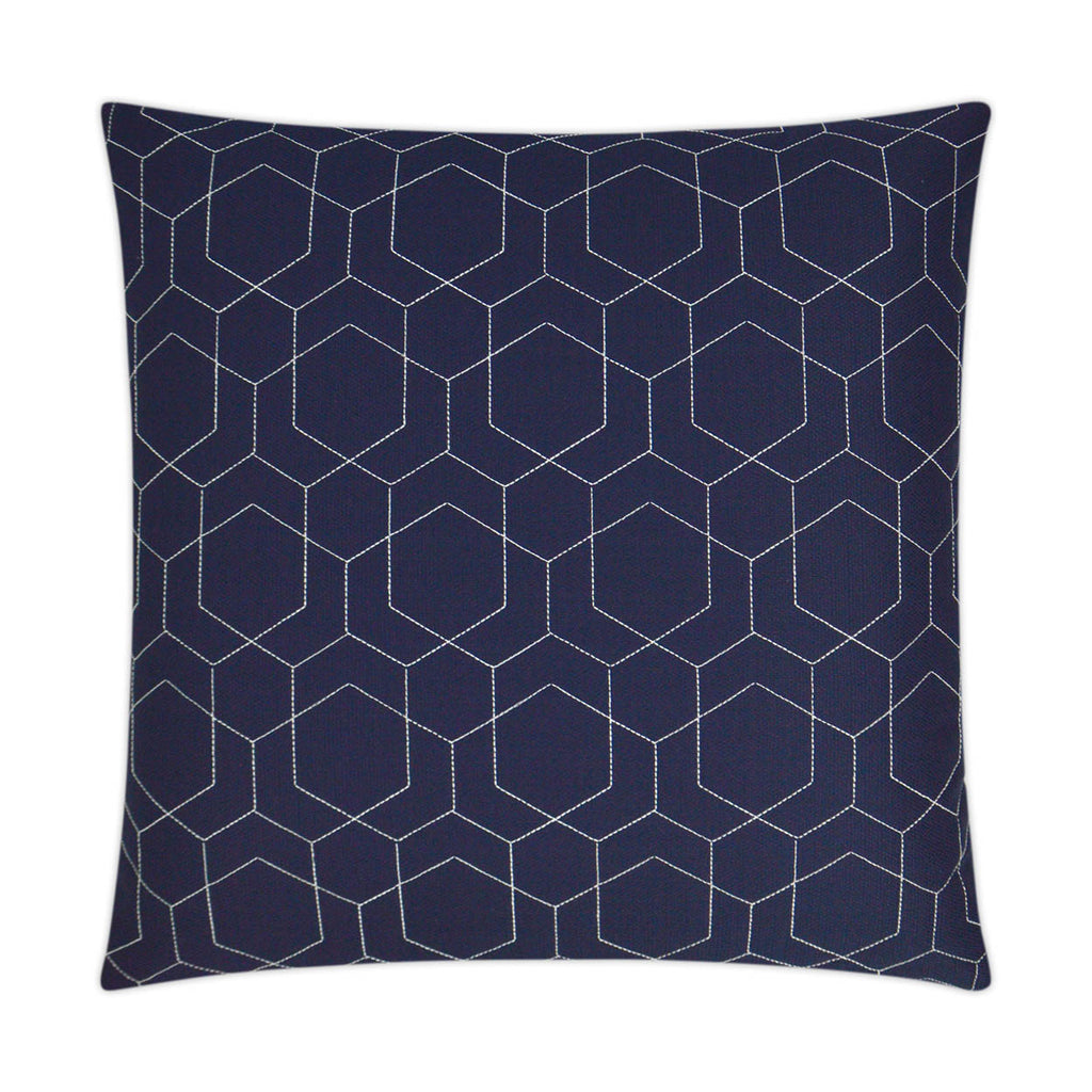 Hex Quilt Outdoor Throw Pillow - Navy | DV KAP