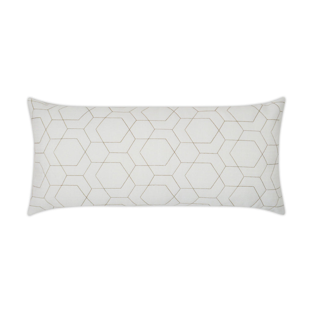 Hex Quilt Lumbar Outdoor Throw Pillow - White | DV KAP