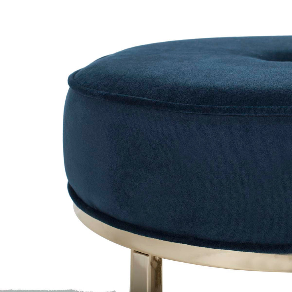 Safavieh Angelea Round Ottoman - Navy / Brass