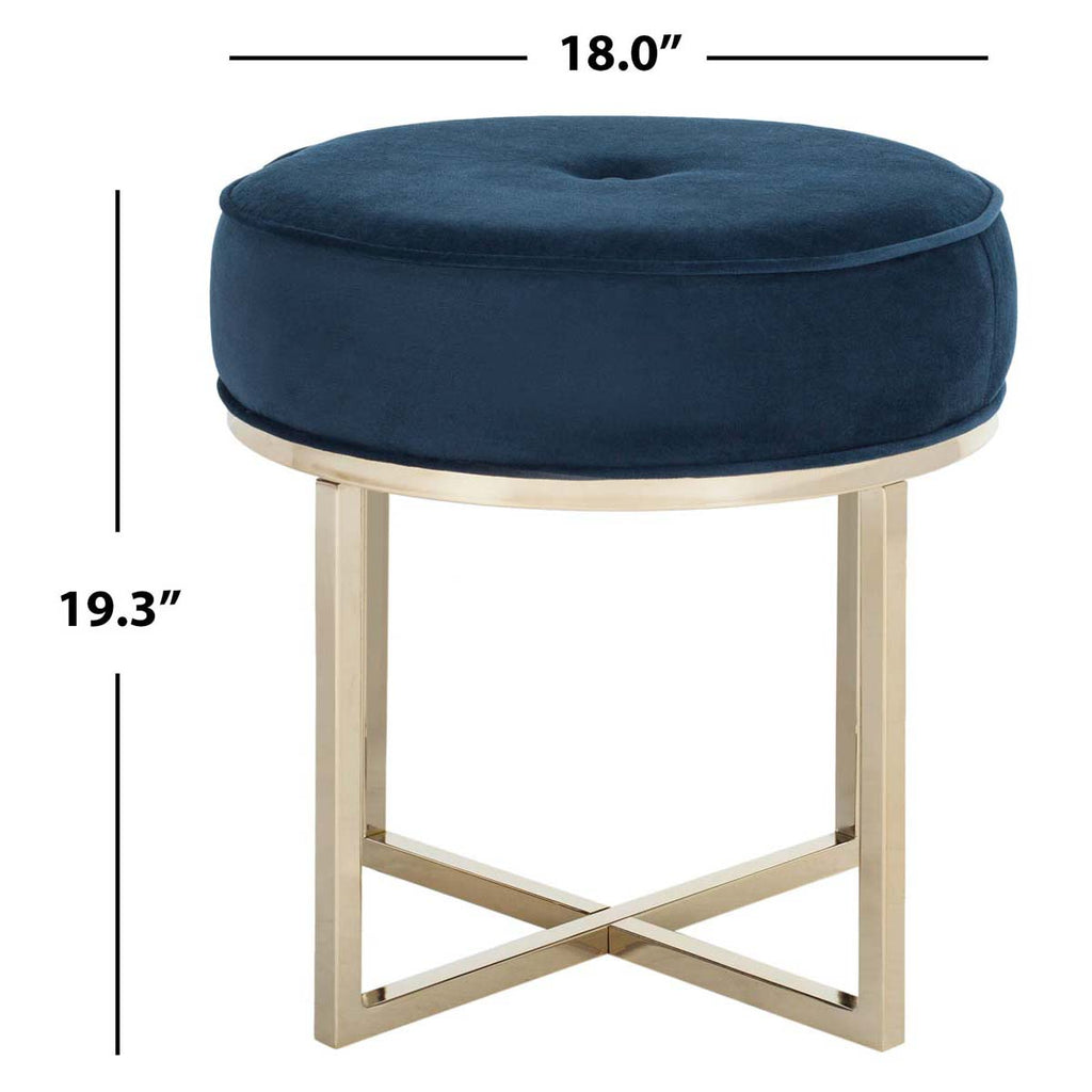 Safavieh Angelea Round Ottoman - Navy / Brass