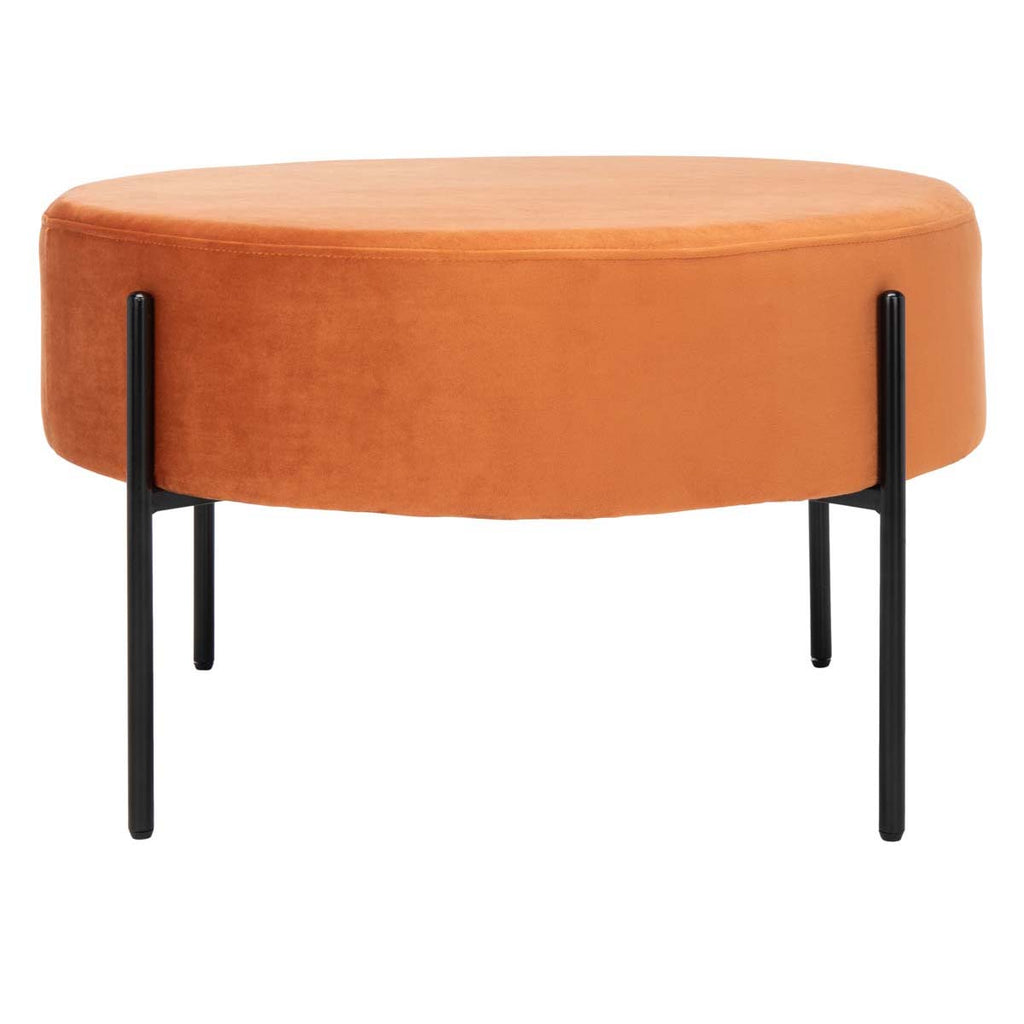 Safavieh Lisbon Round Cocktail Ottoman - Sienna / Black