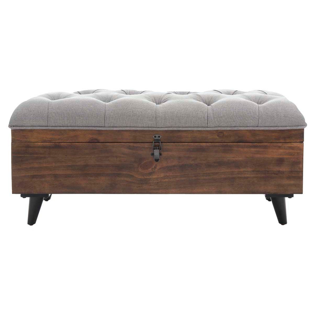 Safavieh Liam Tufted Cocktail Ottoman - Grey / Dark Oak