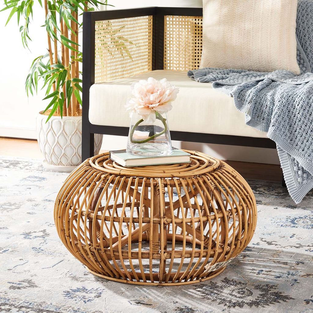 Safavieh Jacynda Round Ottoman - Honey Brown Wash