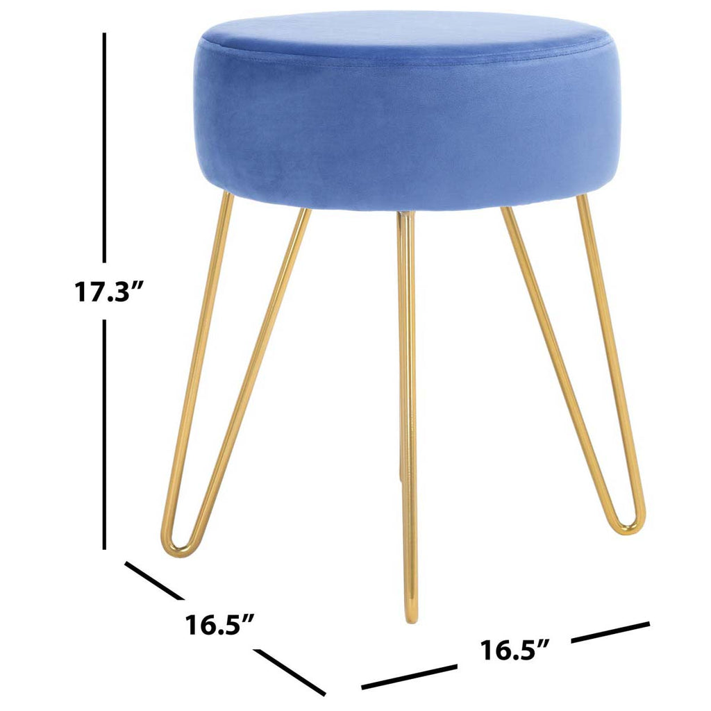 Safavieh Abrea Round Ottoman - Steel Blue / Gold