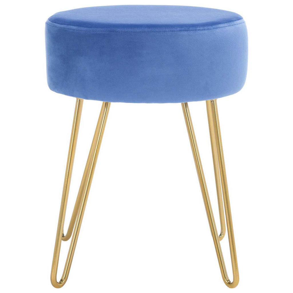 Safavieh Abrea Round Ottoman - Steel Blue / Gold