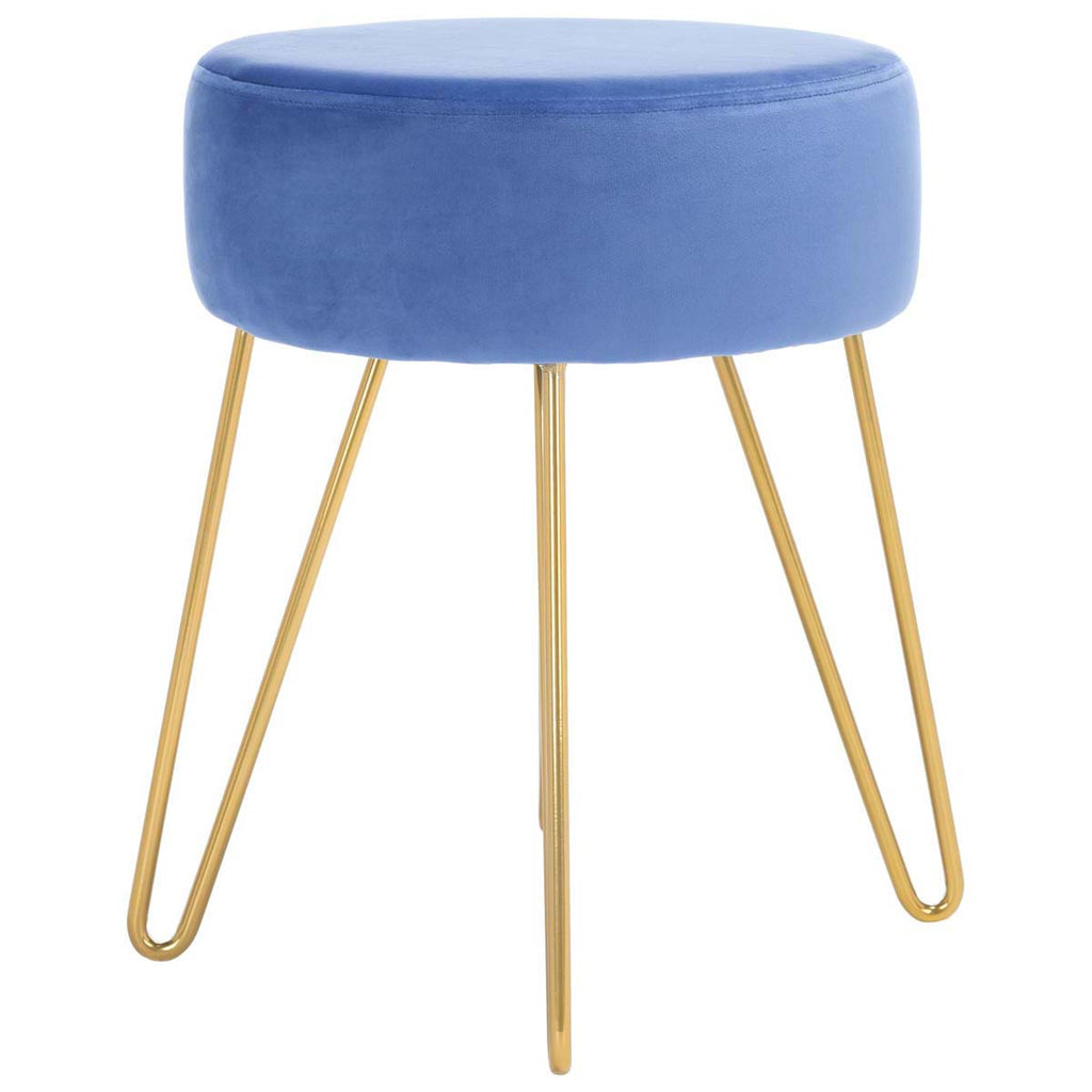 Safavieh Abrea Round Ottoman - Steel Blue / Gold