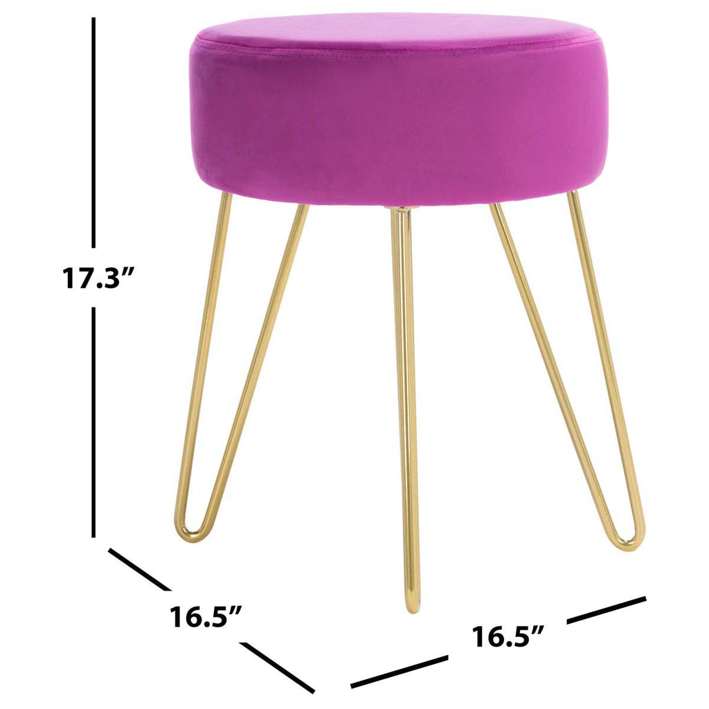 Safavieh Abrea Round Ottoman - Boysenberry / Gold