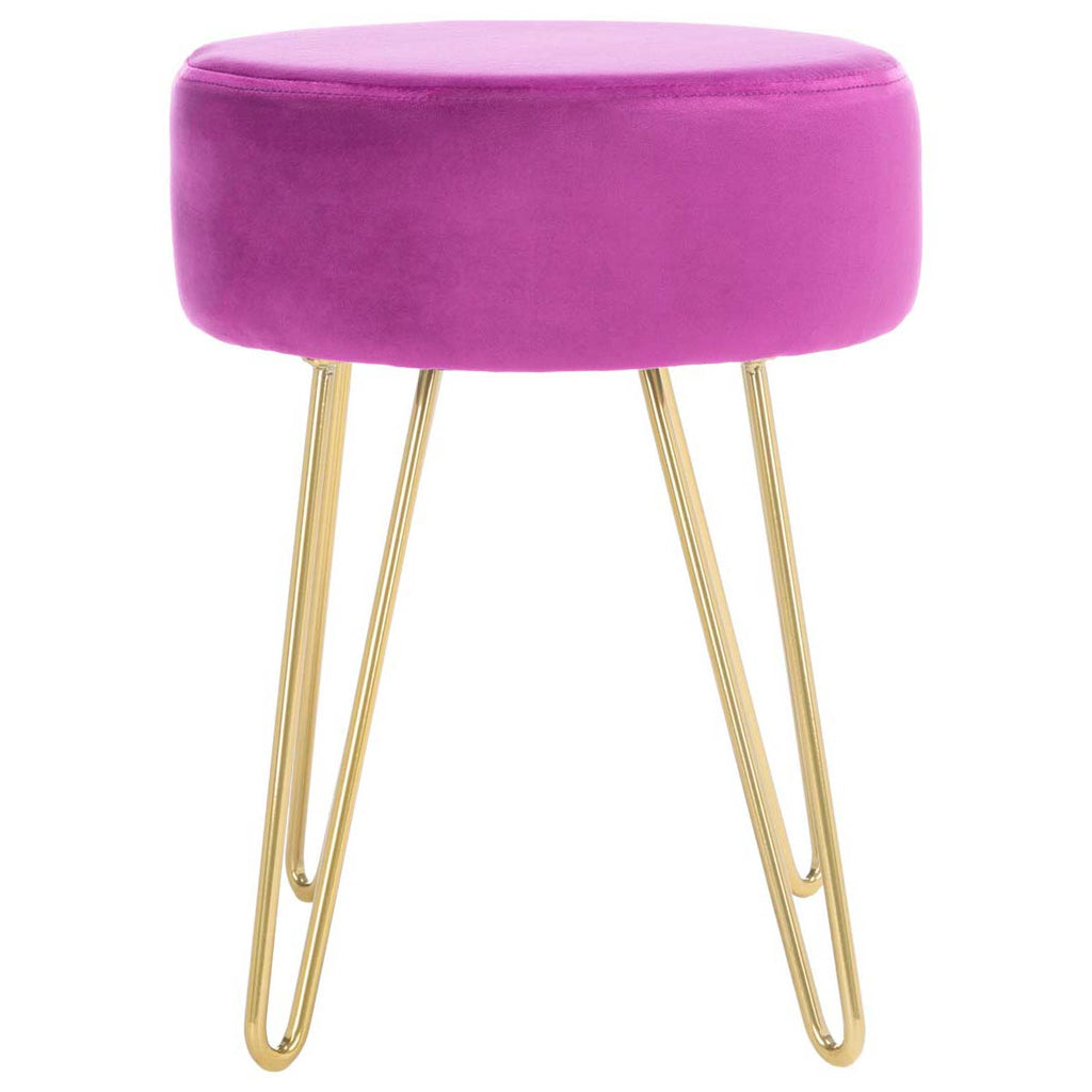 Safavieh Abrea Round Ottoman - Boysenberry / Gold