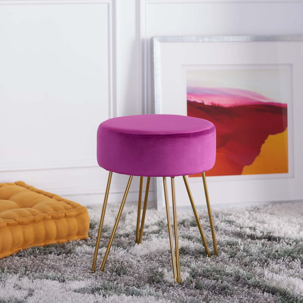 Safavieh Abrea Round Ottoman - Boysenberry / Gold