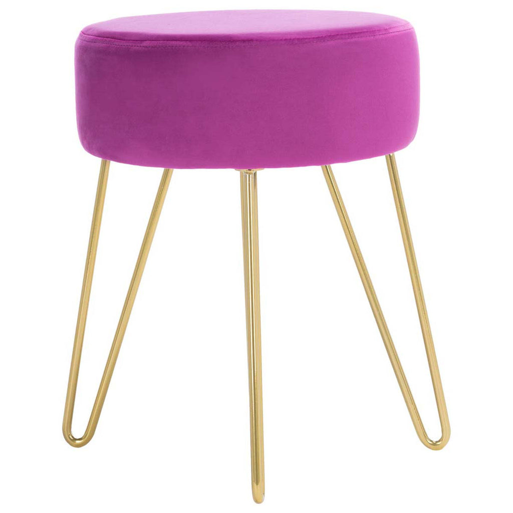 Safavieh Abrea Round Ottoman - Boysenberry / Gold