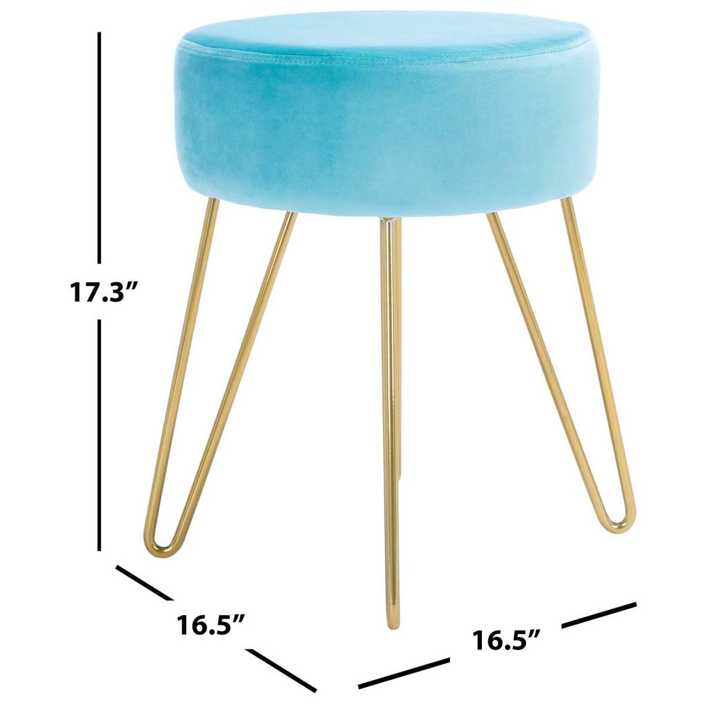 Safavieh Abrea Round Ottoman - Aqua / Gold