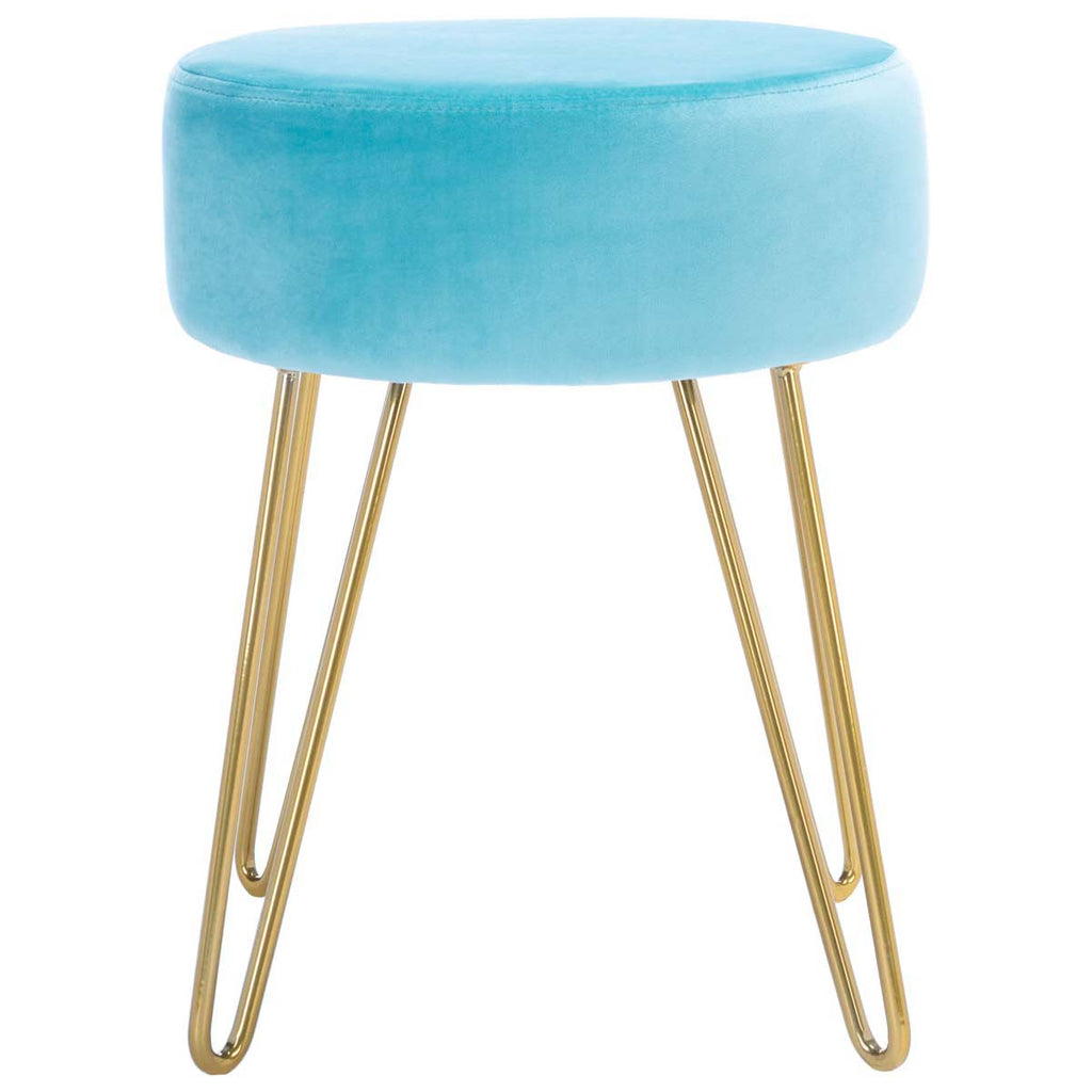 Safavieh Abrea Round Ottoman - Aqua / Gold