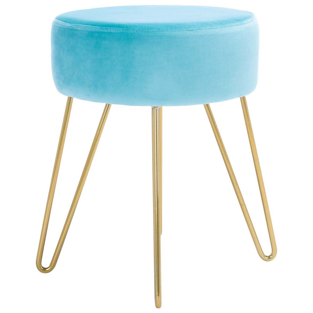 Safavieh Abrea Round Ottoman - Aqua / Gold