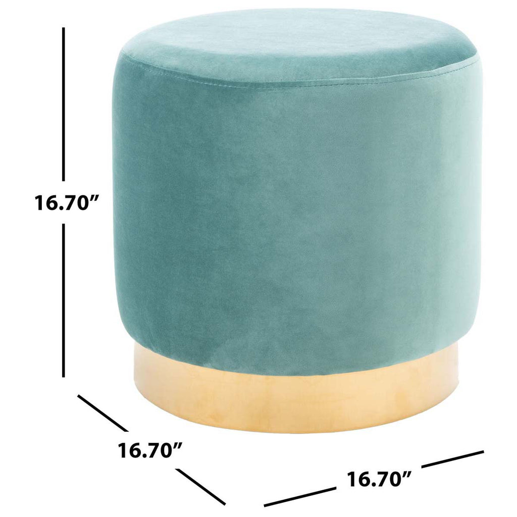 Safavieh Abrea Round Ottoman - Seafoam/Gold