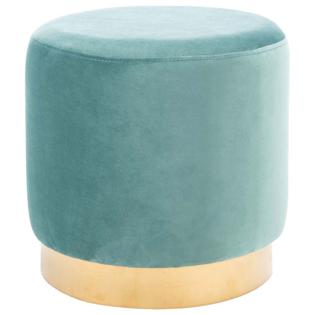 Safavieh Abrea Round Ottoman - Seafoam/Gold