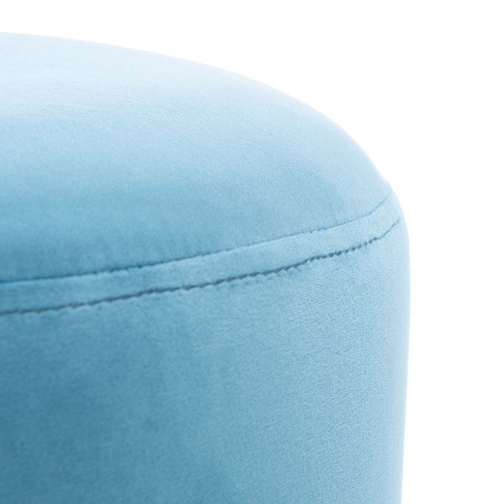 Safavieh Azai Round Ottoman - Denim Blue / Gold