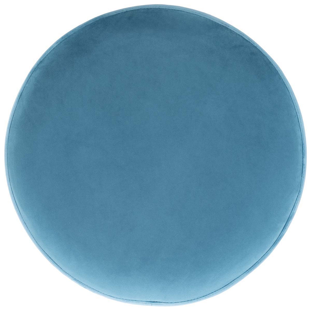 Safavieh Azai Round Ottoman - Denim Blue / Gold