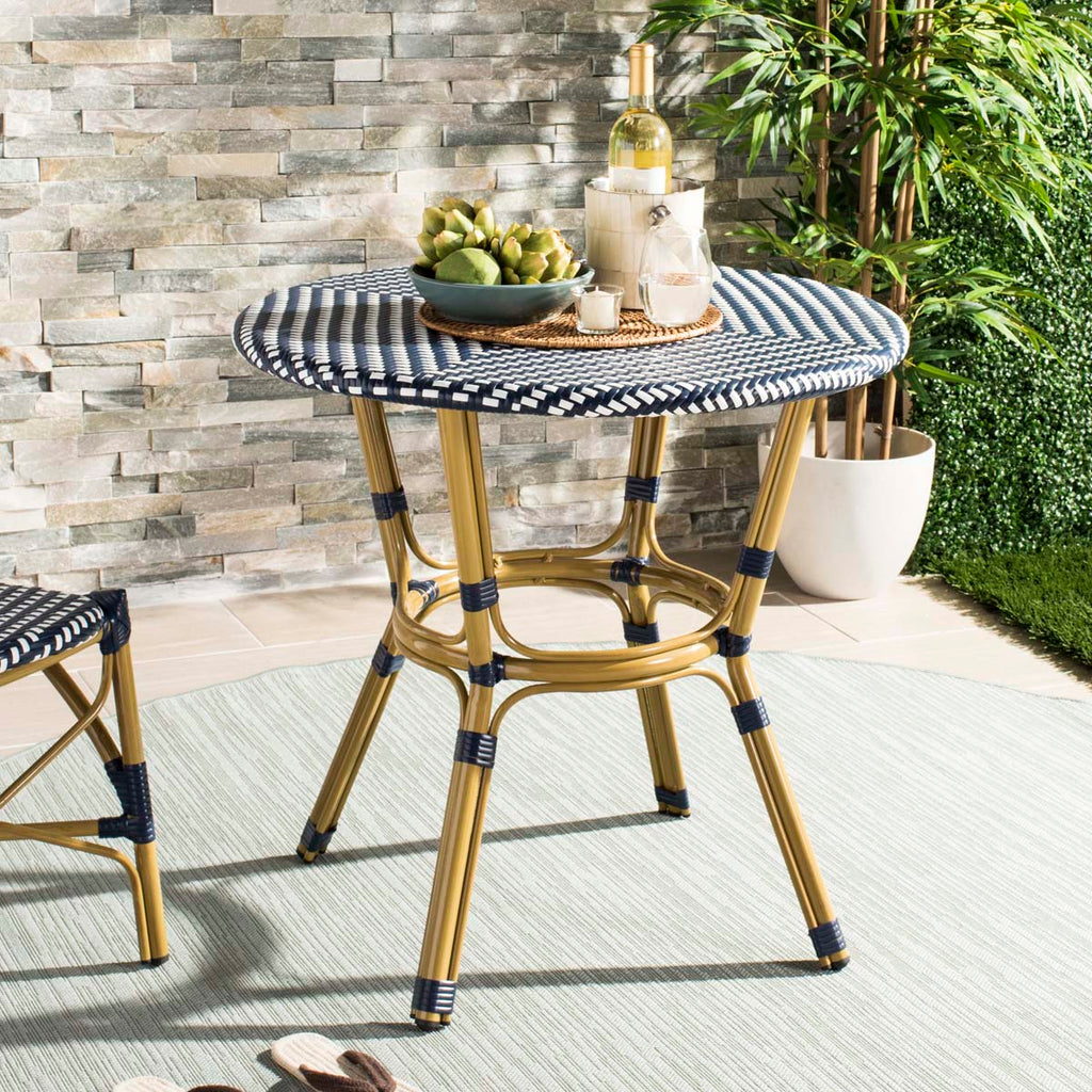 Safavieh Sidford Rattan Bistro Table - Navy/White