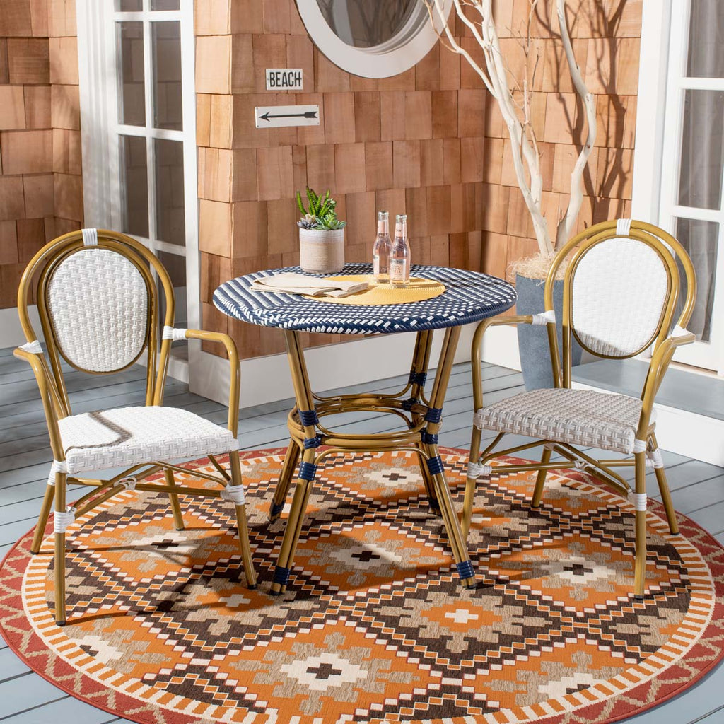 Safavieh Sidford Rattan Bistro Table - Navy/White