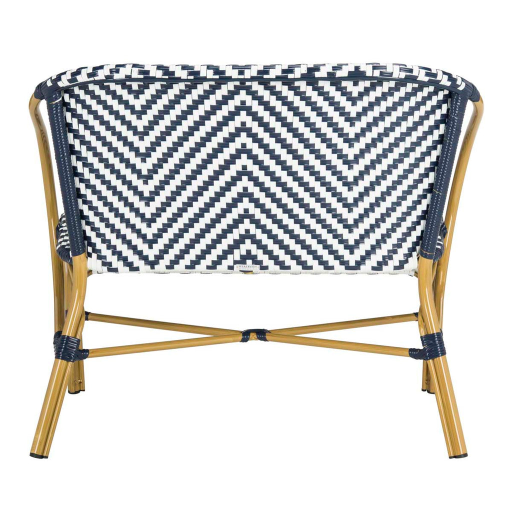 Safavieh Dandra Herringbone Rattan Settee - Navy/White