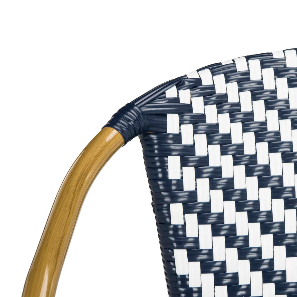 Safavieh Dandra Herringbone Rattan Settee - Navy/White