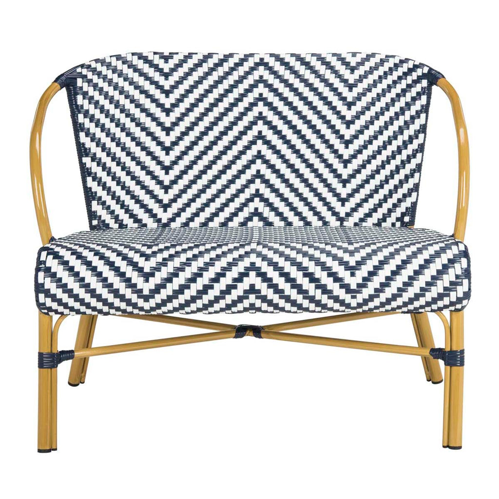 Safavieh Dandra Herringbone Rattan Settee - Navy/White