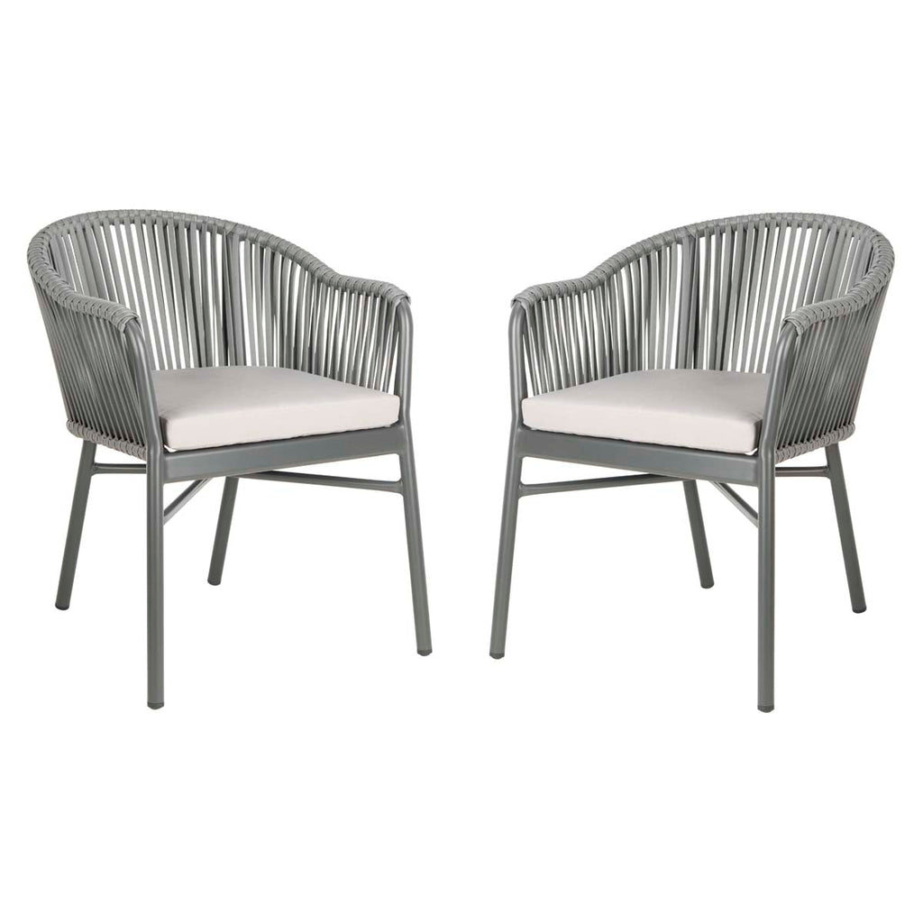 Safavieh Stefano Stackable Rope Chair - Grey/Grey Cushion (Set of 2)