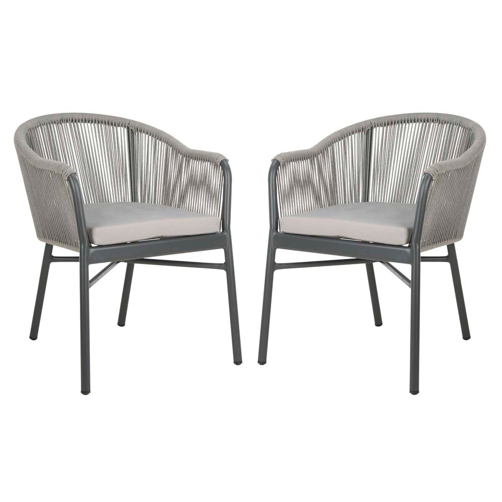 Safavieh Nicolo Rope Chair - Grey/Grey Cushion (Set of 2)