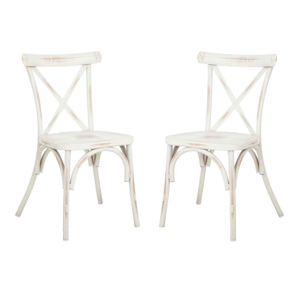 Safavieh Elia Stackable Chair - Distressed White (Set of 2)